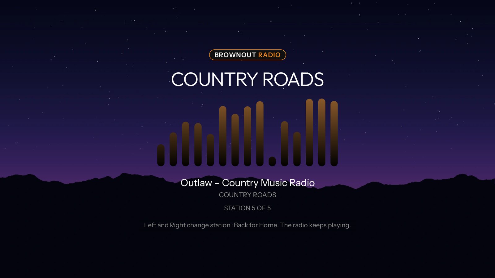 Brownout Radio playing full screen